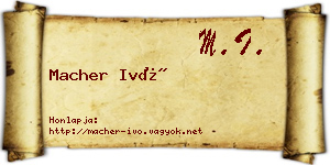 Macher Ivó névjegykártya